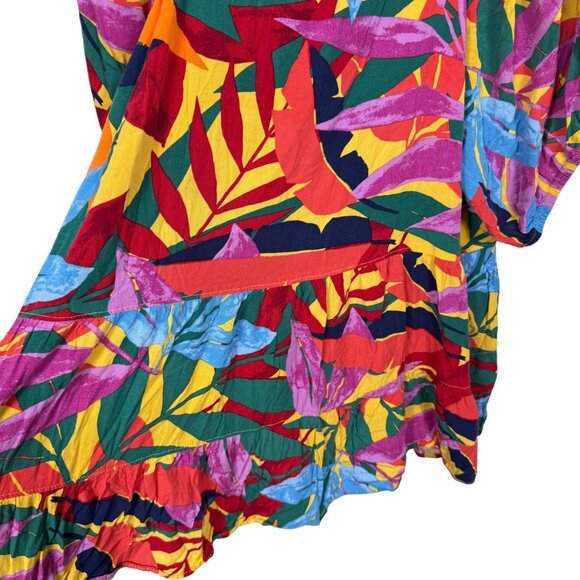 Terra & Sky Top Blouse Womens 4X Floral Multicolor Colorful Babydoll Tiered Boho - Picture 7 of 8